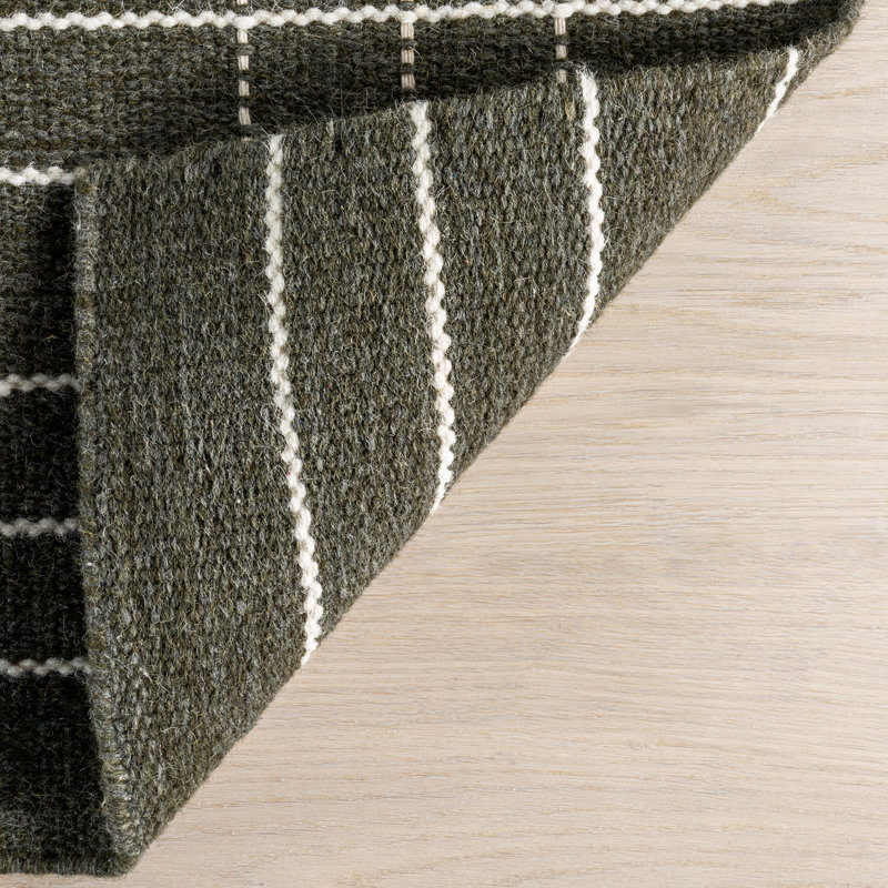 Charlie Green Plaid Wool and Cotton 10' x 14' Area Rug