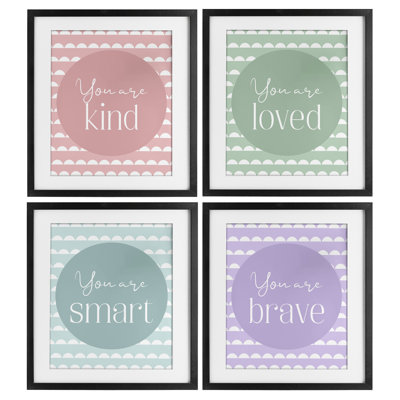 Empowering Confidence Statements 4pc Framed Print Under Glass Set, design by Christine Simpson Art