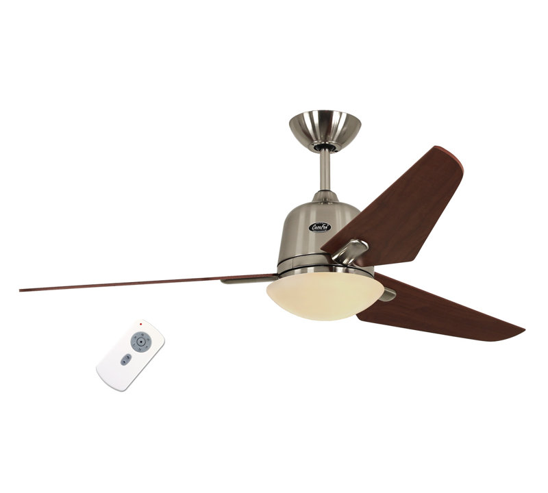 Kelm 162cm Ceiling Fan with Light Kit, Brushed chrome, Cherry tree
