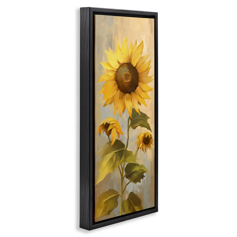 Cadre flottant Vibrant Autumn Sunflower, design Creative Studio, H 25 po x l 11 po, Cadre flottant noir de jais