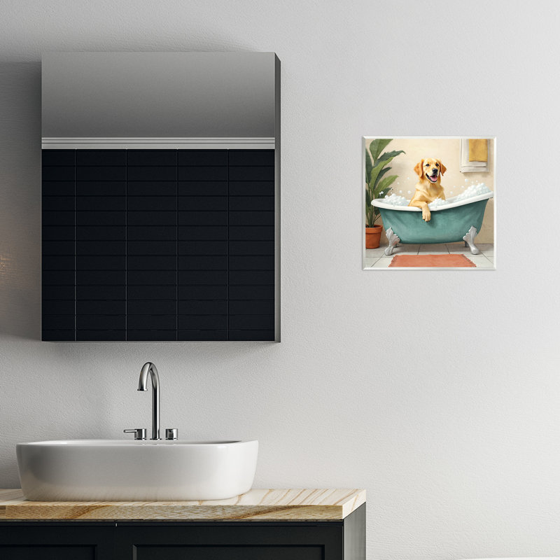Plaque murale «Bubble Bath Labrador Dog», conception de Kim Allen
