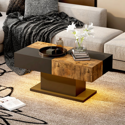 Table basse moderne à 16 couleurs à DEL avec rangement pour le salon