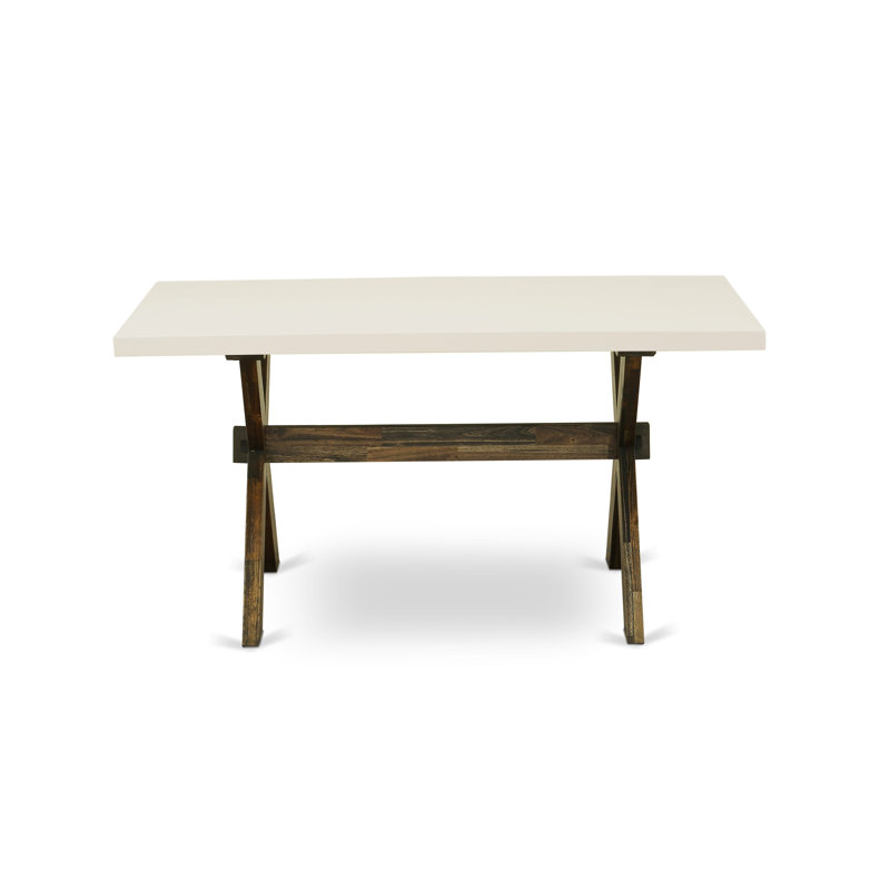 Table de salle à manger X-Style - un plateau de table de cuisine rectangulaire avec des pieds élégants, finition jacobine patinée.