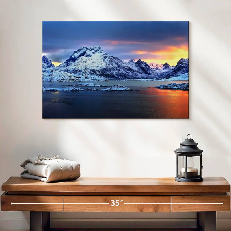 Montagnes enneigées d'Alvord, Norvège, H 16 po x l 24 po