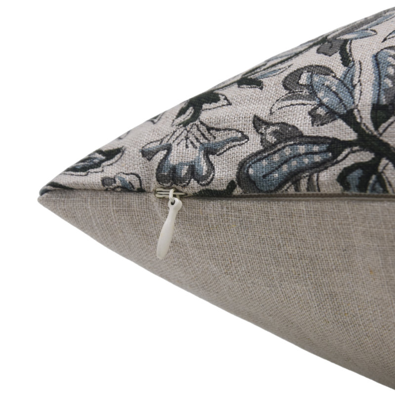 Housses de coussin en lin pur à imprimé Fab Fabine (Kudarat, bleu), H 20 po x l 20 po