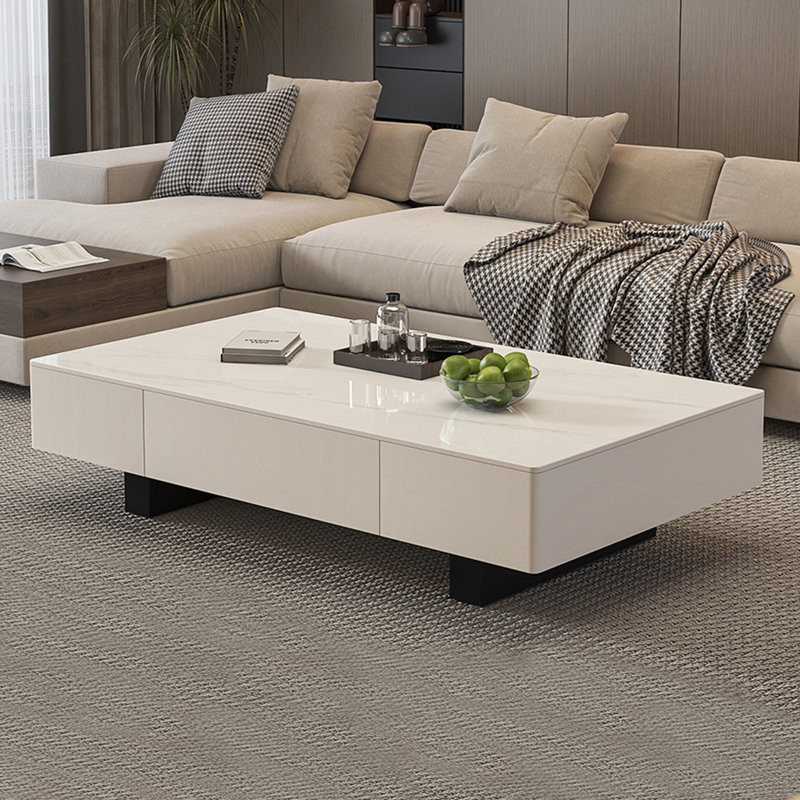 Table basse Modern Luxe, H 15 po x L 55,1 po x l 27,6 po, Blanc