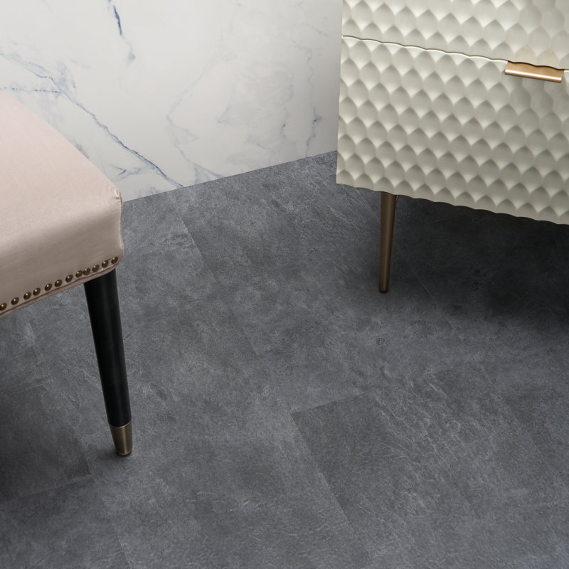 Carrelage de luxe en vinyle aspect carreauté 12 po x 24 po x 5 mm Bond Tile Lujo (23,76 pieds carrés / caisse), Noir / bisque