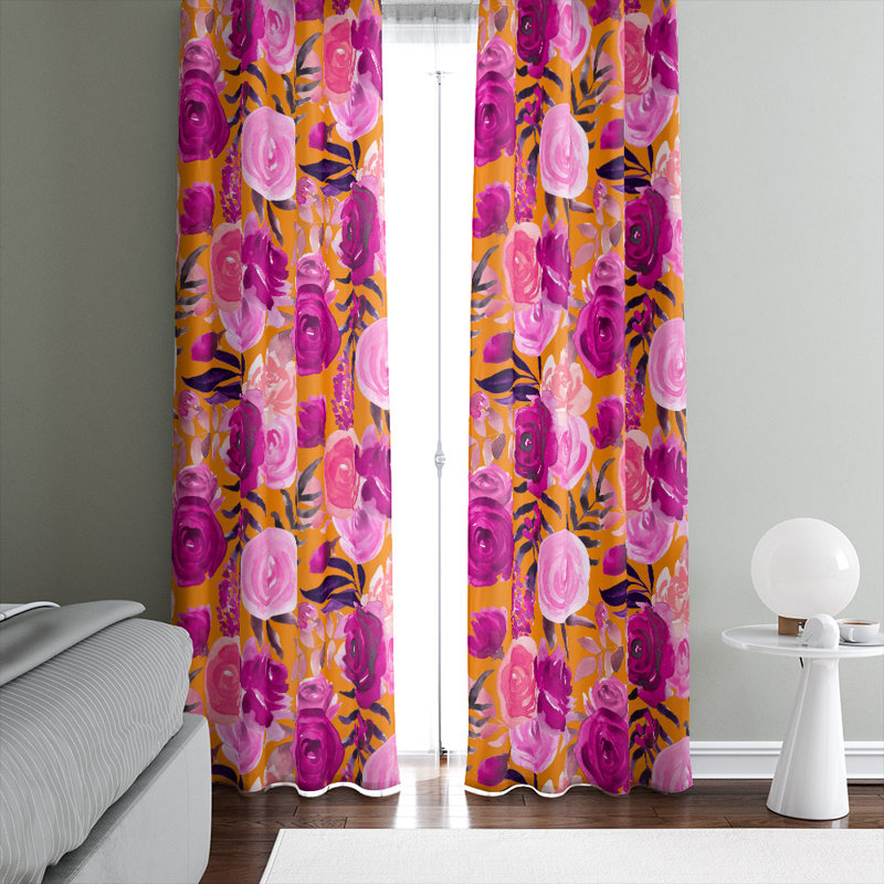 Panneaux de rideaux semi-transparents à motif floral, L 40 po x L 82 po