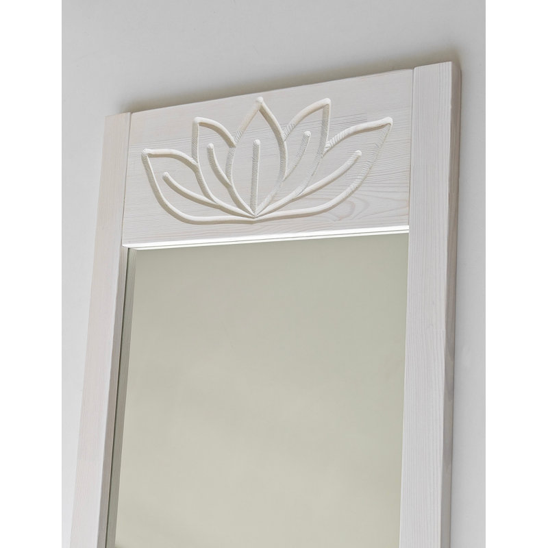 Elegant Cheval Mirror, White Solid Pine Wood, 21.7 x 61.0 x 0.8 inches | 100% Eco-Friendly Flotal-E Mirror | Stylish Full-Length Design for Bedroom & Dressing Areas, Modern Oriental Aesthetic