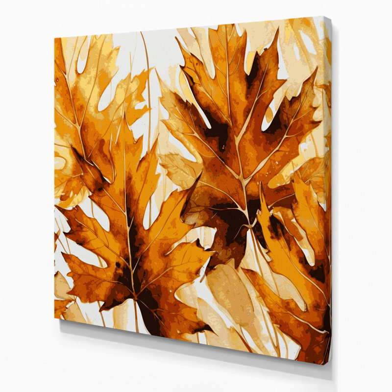 «Botanical Poplar Leaves», art mural sur toile brune, H 8 po x l 8 po