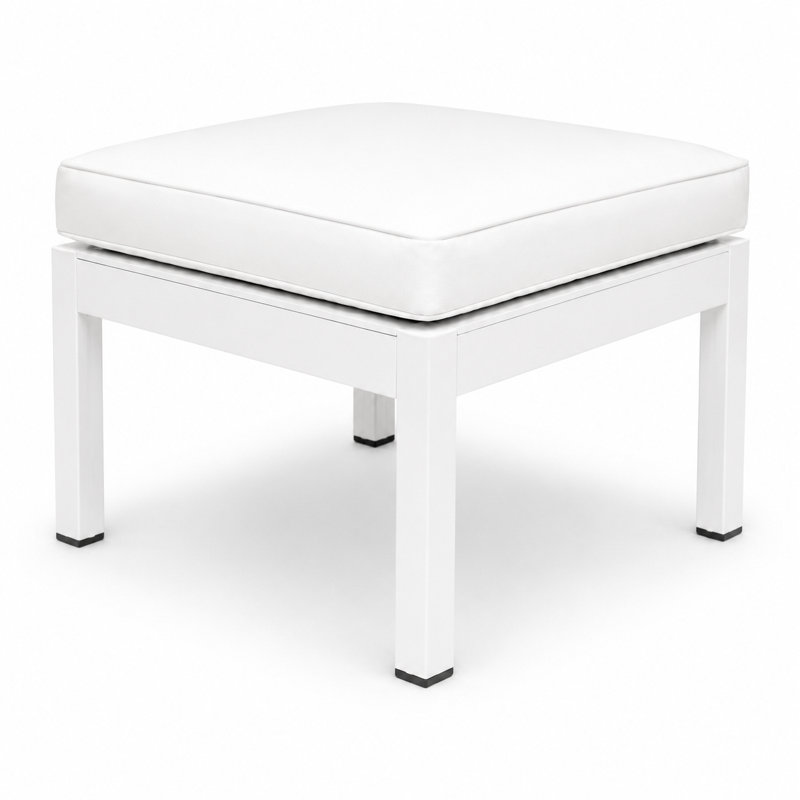 Repose-pieds d'extérieur avec coussin Karen, Blanc, Blanc