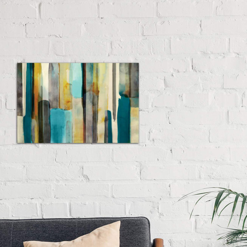 Woven In Teal by Edward Selkirk - Print on Canvas, 152.5 cm H x 101.5 cm W, Brown Framed