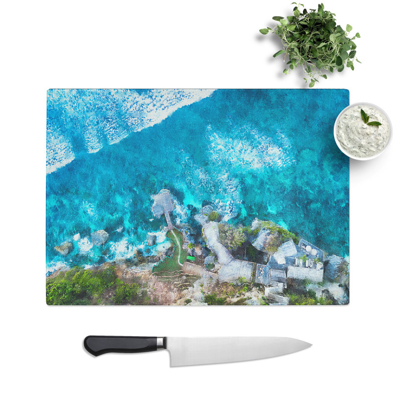 Padang Padang Island in Bali Painting Chopping Board, 0.4cm H x 20cm W x 28.5cm L