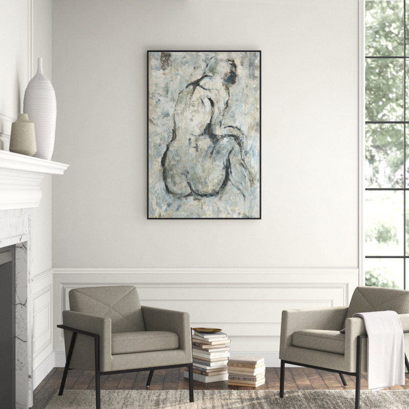 A Thinker Print by Helen Parker, 46.5" H x 31.5" W, Glass Coat