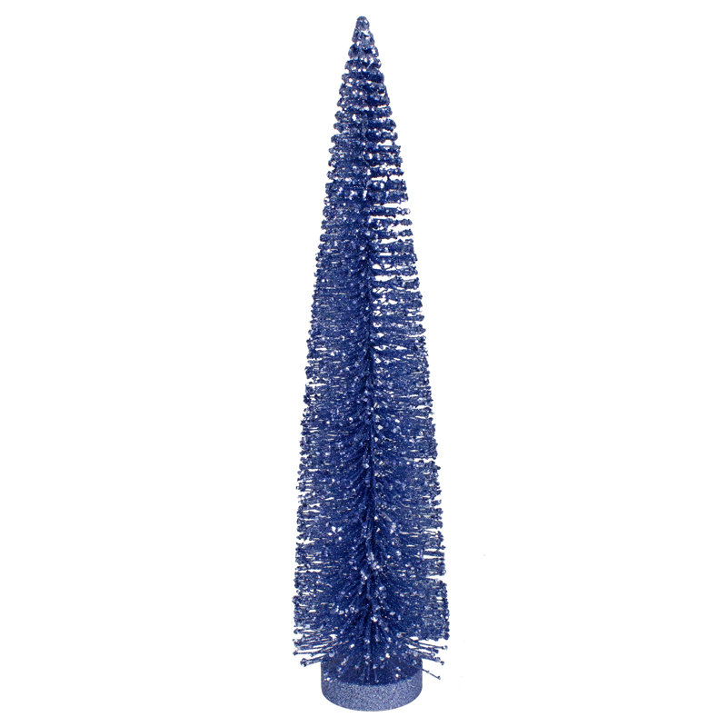 Arbre de Noël bleu à paillettes bleu sisal, H 3,5 po x l 14 po x P 3,5 po