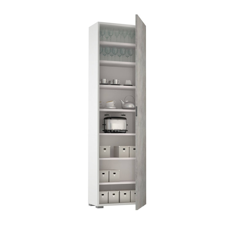 1 Door Manufactured Wood Wardrobe, Cement/White