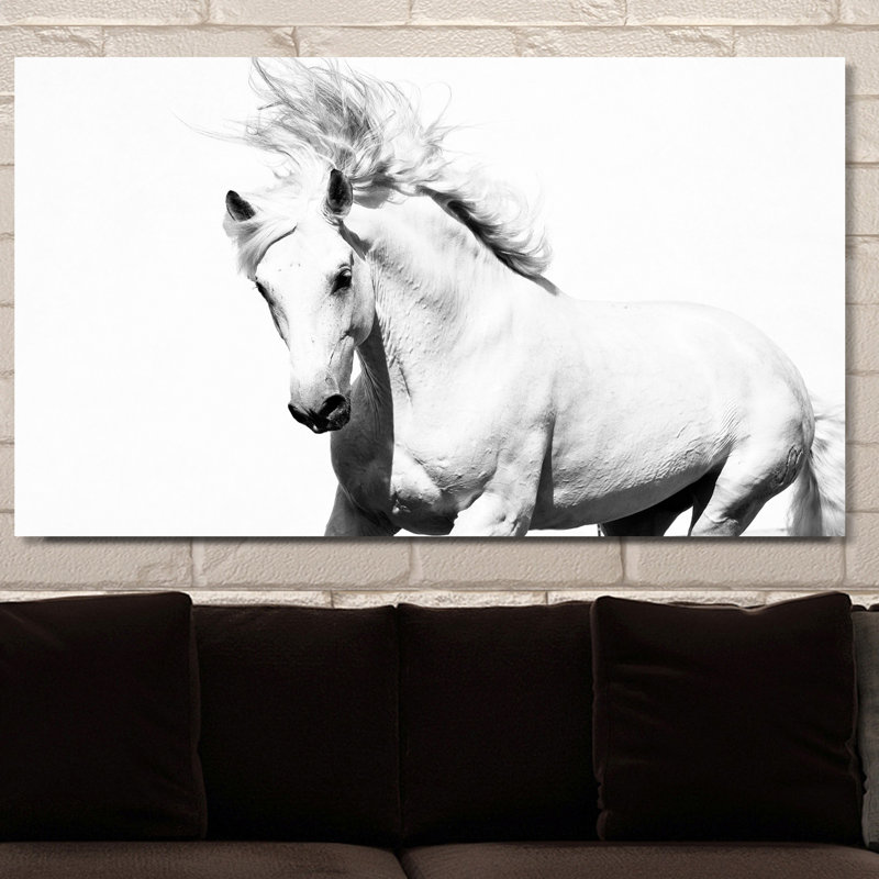 « cheval running », reproduction de photo sur toile tendue, H 18 po x l 30 po x P 1 po