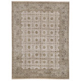 Hand Knotted Wool Area Rug in Ivory And Green