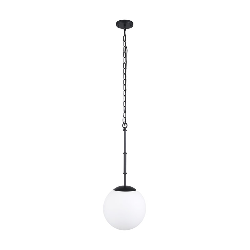 Luminaire suspendu simple à 1 lumière Cleary, Noir mat