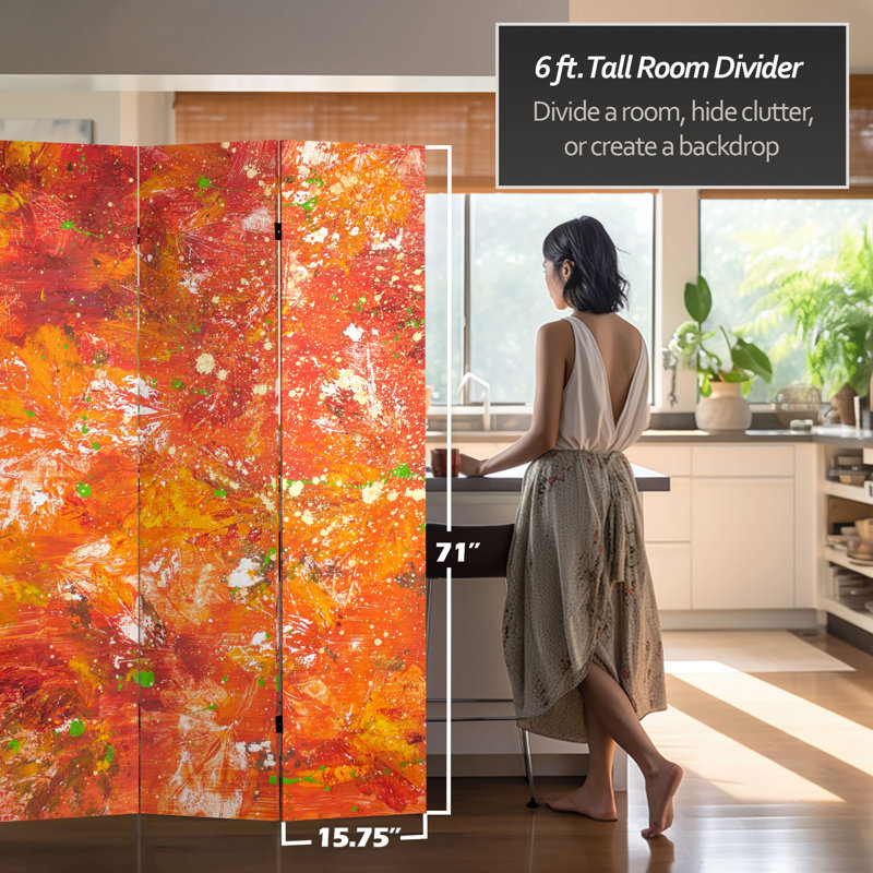 Transcendental Folding Art Screen, Orange