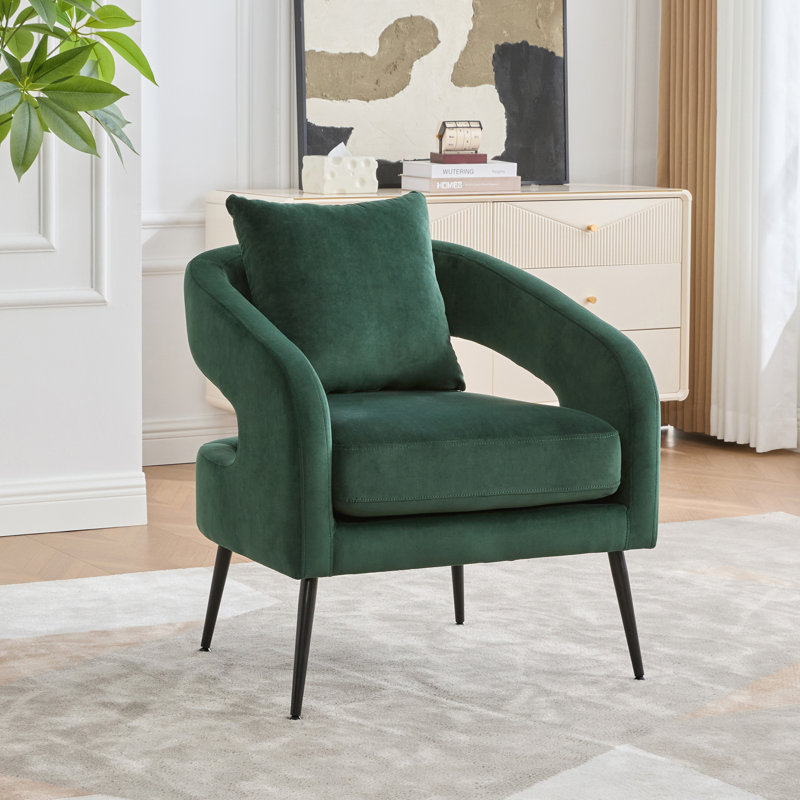 Fauteuil demi-tonneau en velours, Vert