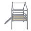 Lit mezzanine bas avec glissade, échelle, barrières de sécurité, cadre de toit de maison-1013101636