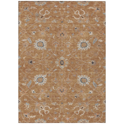 Clara Orange Washable Indoor-Outdoor Rug - 