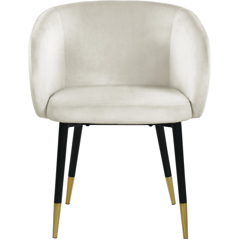 Fauteuil rembourré en velours Analeah, Velours crème