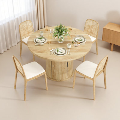 Table de salle à manger ronde 43 po pour 4 personnes, petite table de cuisine en bois avec base en métal robuste, table de salle à manger ronde moderne pour la salle à manger