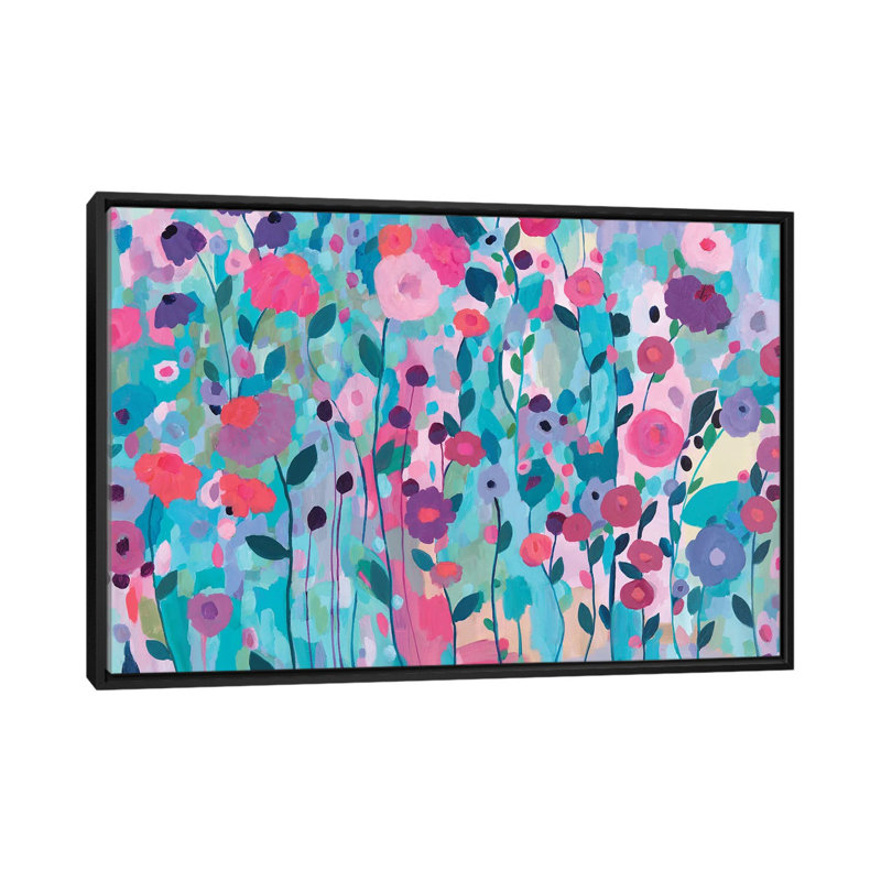 « joy-joy », impression sur toile, H 32 po x l 48 po x P 1,5 po, Toile avec cadre noir, Pas de tapis