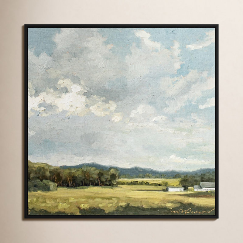 «Nice View No 8» encadré par Miss Mustard Seed, peinture, H 36 po x l 36 po x P 2 po, Toile encadrée noire, Non
