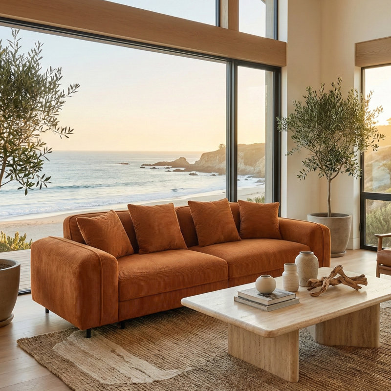 Alfresco Collection Covered in Soft, Luxurious Corduroy Fabric, Ginger