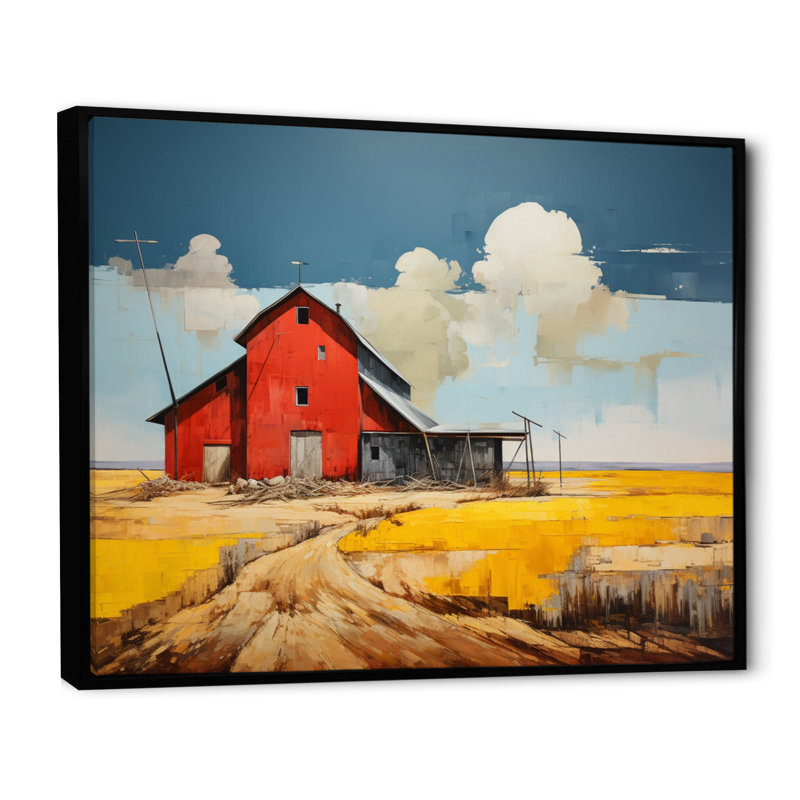 "Bewry Landscape Barns", impression sur toile, H 34 po x l 44 po x P 1,5 po, Cadre flottant noir