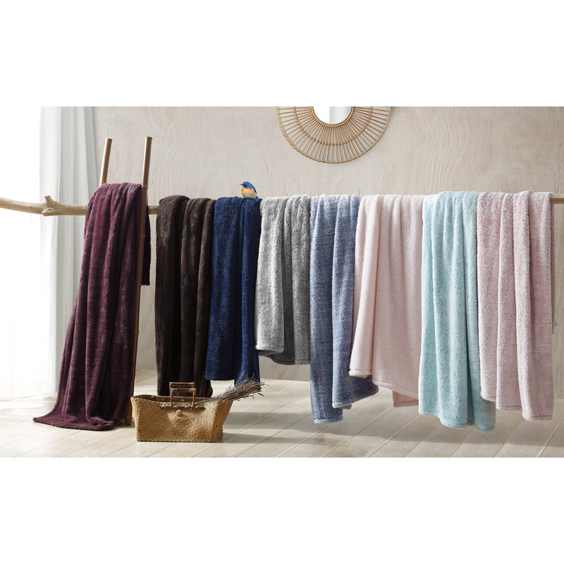 Jeté ultra pelucheux uni et pointe givrée, Gris