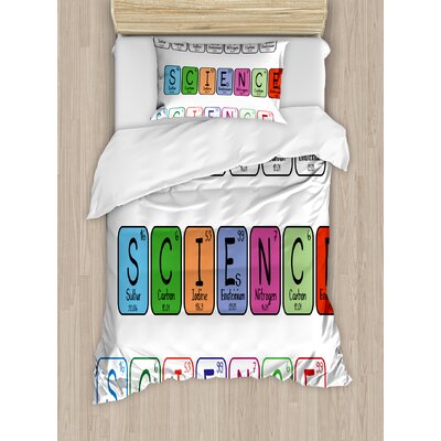 Periodic Table Science Letterings with Capital Elements School Students Chemistry Lovers Duvet Cover Set -  Ambesonne, nev_33450_twin