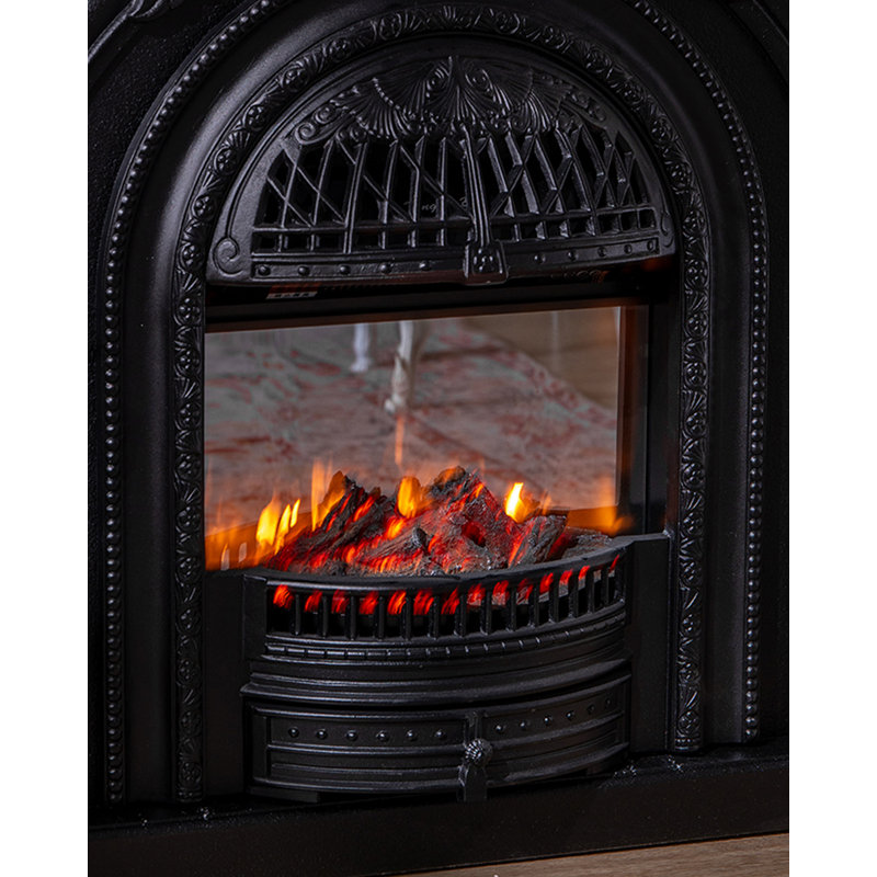 French retro fake flame birdcage heating fireplace, Black