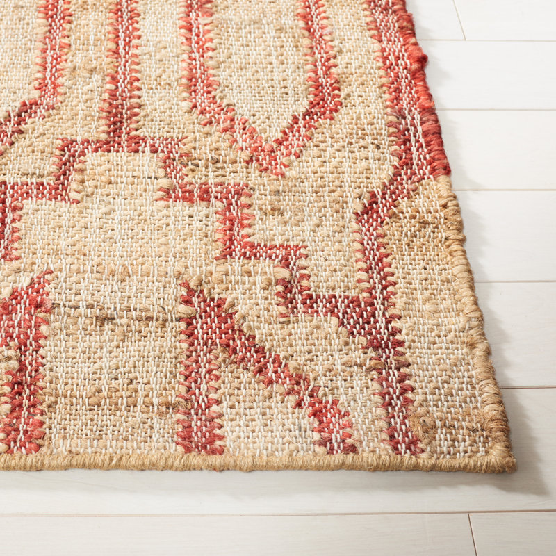 Auben Natural Fiber Flat Weave Jute Southwestern Rug, Square 6'