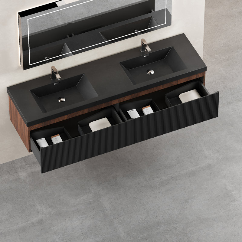 Ensemble de meuble-lavabo mural 71 po, 72"