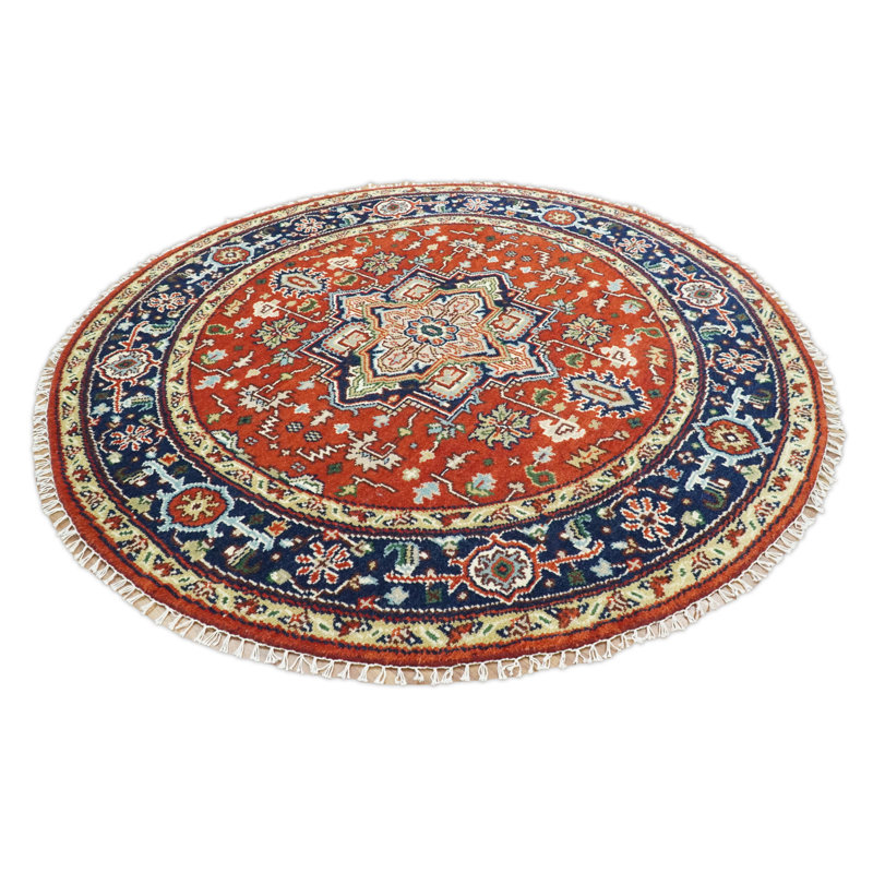 Tapis oriental en laine noué à la main bleu / rouge / beige