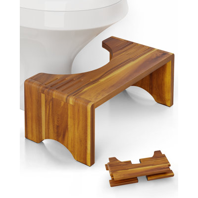 Tabouret de toilette pliable en bois d'acacia 7 po, tabouret de merde en bois robuste