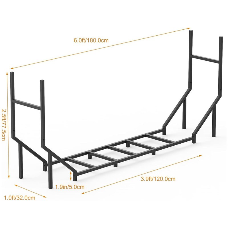 Support à bois en forme de U noir