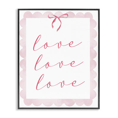 Giclée encadrée «Cursive Love and Pink Bow», design par Lucille Price