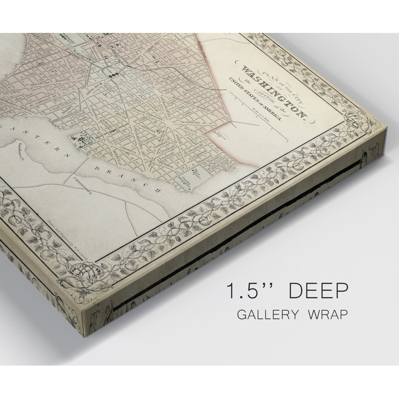 « plan de washington dc »-reproduction d’art sur toile, H 48 po x l 32 po x P 1 po