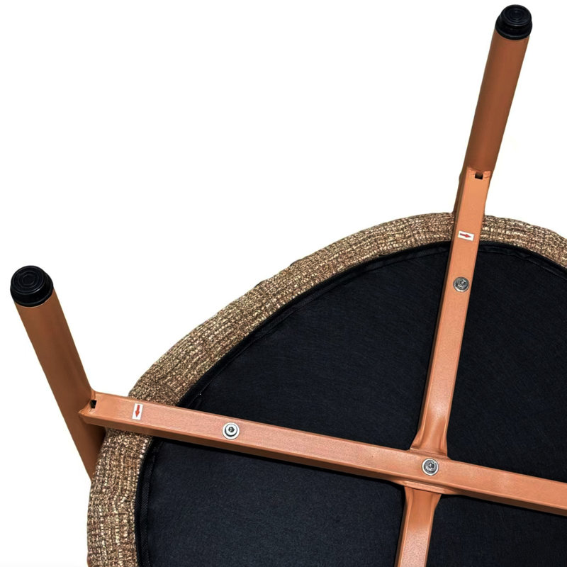 Meuble de patio brun abricot avec 2 chaises et une table, sièges rembourrés, pieds en fer, sièges modernes au design complémentaire, sans couture, assemblage