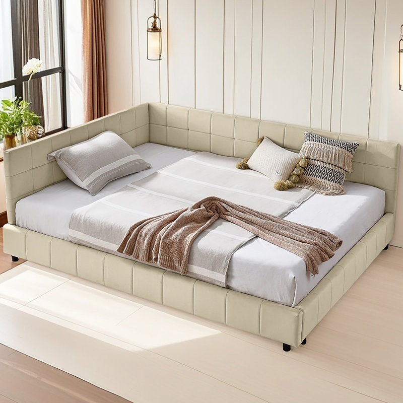 Full Size Upholstered Tufted Bed Frame, Sofa Bed Frame With Comfortable Backrest And Armrests, Full Size Bed For Bedroom, Living Room,Velvet