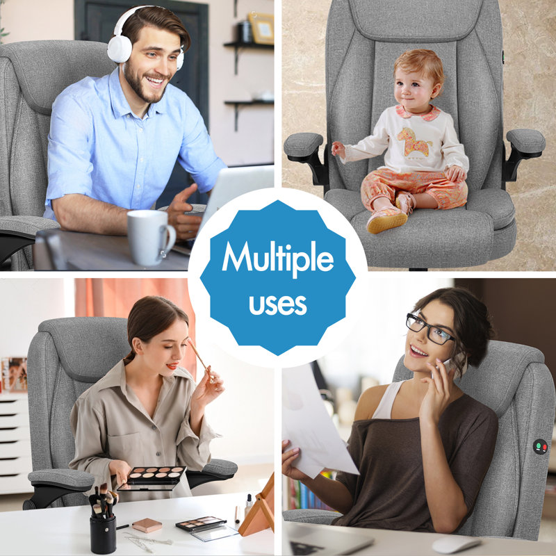 Office Chair, Gray, 67 cm H, Fabric