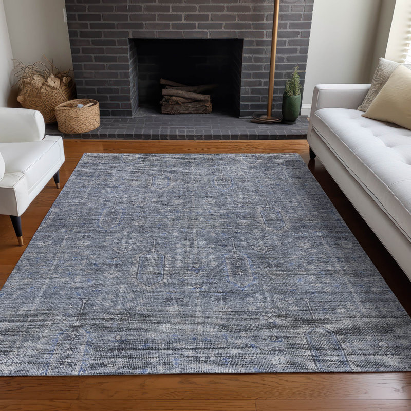 Premium Machine Washable Prisco Blue Rug, Rectangle 10' x 14'