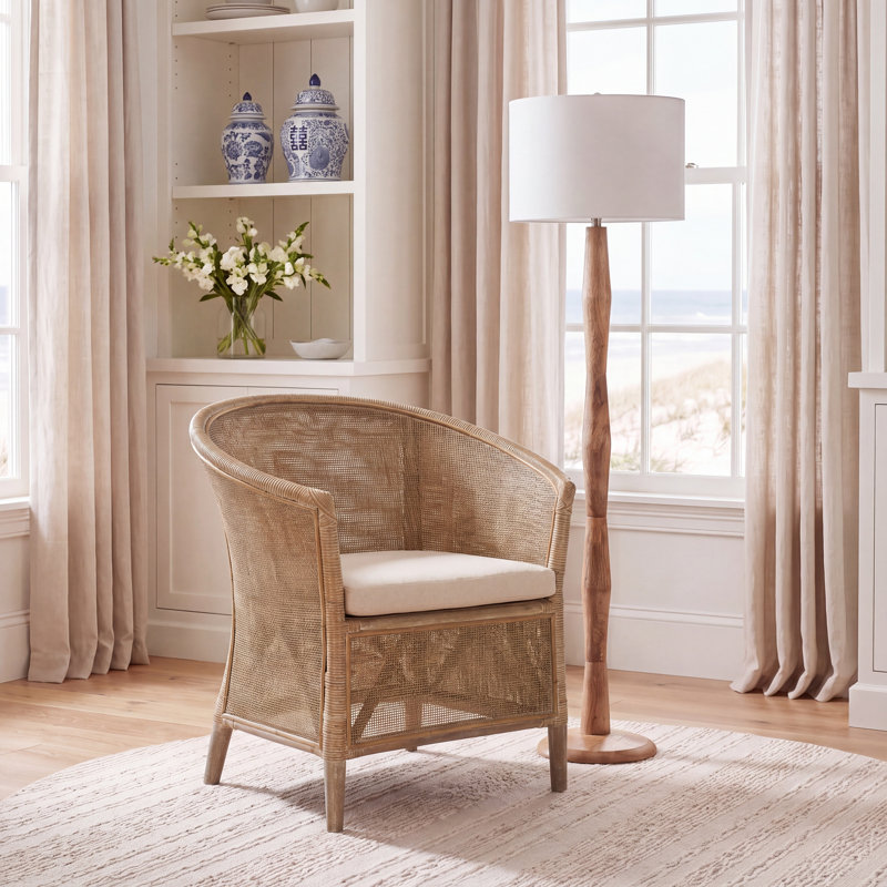 31.49" W Linen Barrel Chair