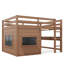 Lit mezzanine double compact, panneau de fibres à densité moyenne en bois de pin, maisonnette rustique pour enfants