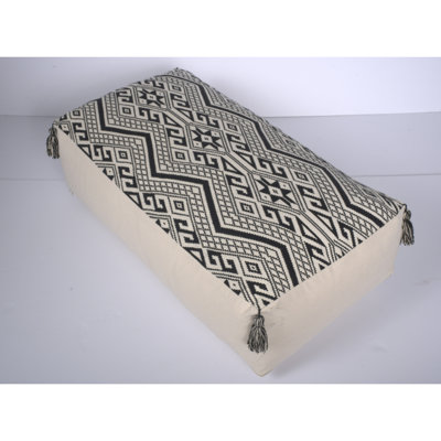 Pouf de coussin de sol rectangulaire noir naturel, 42 x 24 x 19 po, capacité de poids de 200 lb, rehaussement décoratif, nettoyage des taches, bourre de billes et coussin, 42 po x 24 po x 19 po, limite de 200 lb, charmant, rembourré
